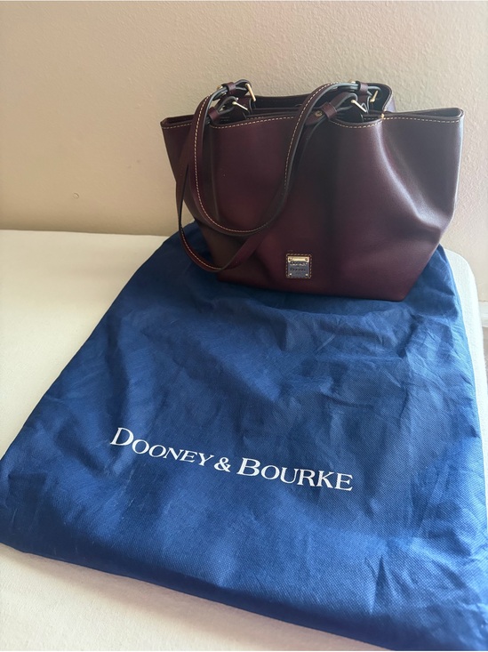 Dooney & Bourke Handbags - Dooney & Bourke Burgundy Leather Tote with Gold Hardware